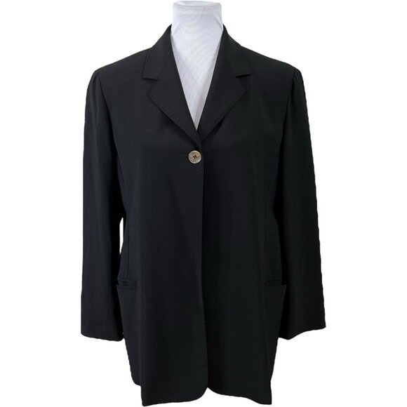 Max Mara Womens 12 Black Blazer Suit Jacket 1 Button -missing left sleeve button - Picture 1 of 9